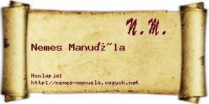 Nemes Manuéla névjegykártya